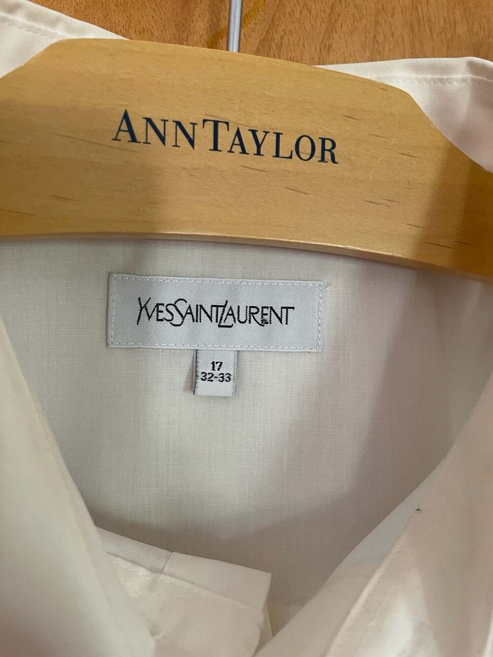 Yves Saint Laurent Men's White Long Sleeve Dress Shirt Size 17 32-33 - Picture 2 of 3